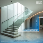 Architectural ad creative for Heir Glass designed by WIRE, featuring custom glass railing visuals and modern interior layout.